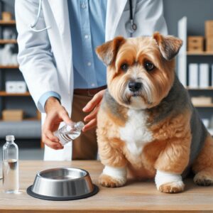 Tierarzt überprüft den Hund auf mögliche Diabetes Mellitus Erkrankung