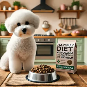 Ein Bichon Frisé bekommt die passende Ernährung für Hunde bei Blasensteinen 