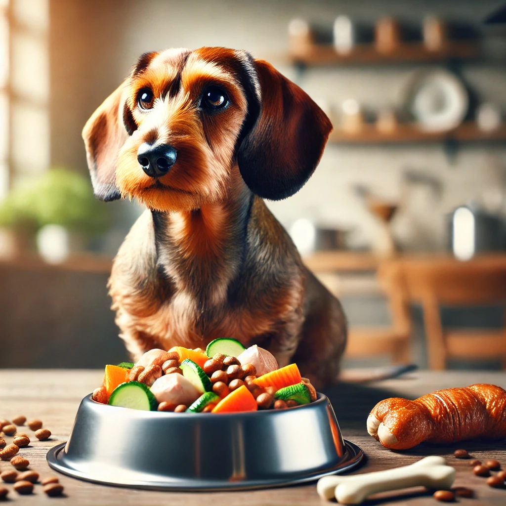 Ein Dackel bekommt spezielles Futter für Hunde mit Pankreatits um den Heilungsprozess zu unterstützten