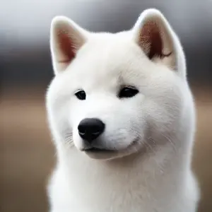 shiba-inu-weiss-fellfarbe Ein weißer Shiba Inu mit rein weißem Fell, ohne die typischen Urajiro-Markierungen. Der Hund hat einen einzigartigen, ruhigen Ausdruck und zeigt eine seltene Fellfarbe, die vom Rassestandard nicht anerkannt ist.