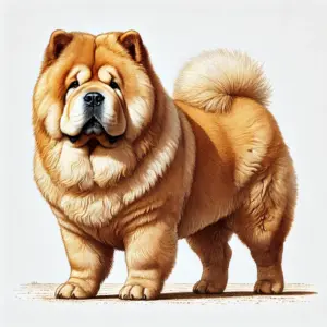 Eine chinesische Zuchtlinie des Chow-Chows mit kompakterem Körperbau, kürzerer Schnauze und traditionellem, ernsten Ausdruck
