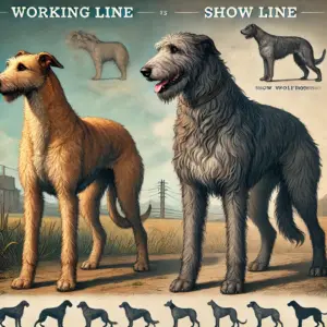 die beiden Zuchtlinien des Irish Wolfhundes in der Gegenüberstellung