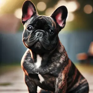  Gestromte Französische Bulldogge mit einem markanten Muster aus dunklen Streifen