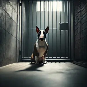 Ein Miniatur Bullterrier aus dem Tierheim ist in Not und sucht ein neues Zuhause