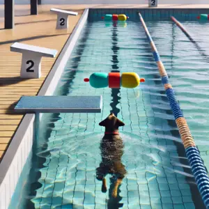 Hund schwimmt zum Dummy in der Disziplin Speed Retrieve
