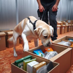 Labrador Hund bei der Nasenarbeit