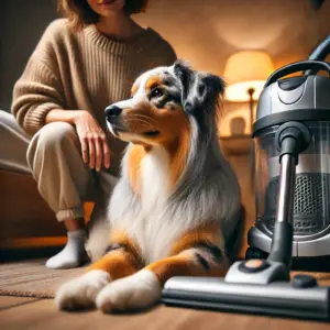 Dank perfekter Habituation beim Hund ist es möglich, im gleichen Raum staubzusaugen ohne dass der Hund gestresst oder verängstigt wird.
