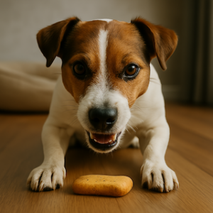 Jack Russel Hund verteidigt sein Futter